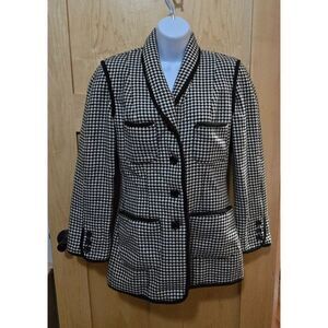 Vintage Bergdorf Goodman Womens Houndstooth Blazer Jacket Size 6